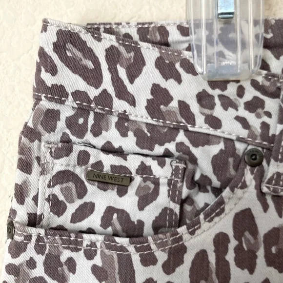Nine West 14 Leopard Print Gramercy Skinny Ankle Jeans Pants - Picture 9 of 16
